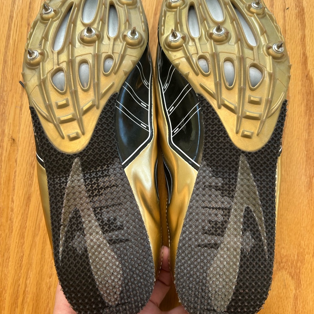 Brooks Sprint Gold And Black PR 10.45 Laced Zip Up Track Running Shoes Size‎ 12 - Picture 8 of 11